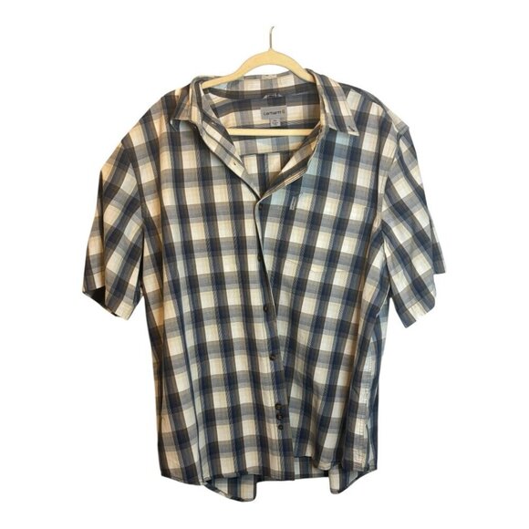 Carhartt Other - Carhartt Shirt‎ Men's Size 2XL Relaxed Fit Plaid Casual Blue White Brown
